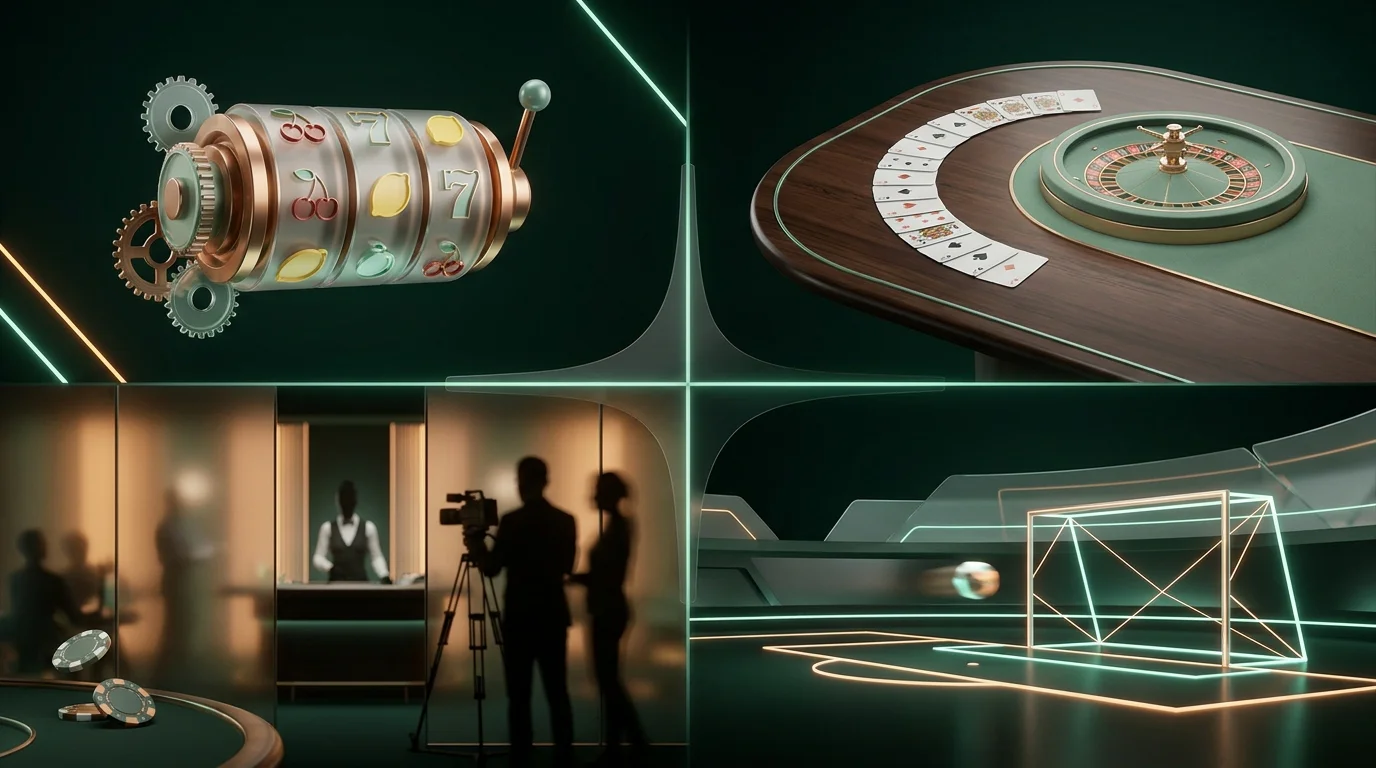 Composición conceptual de categorías de casino y mesas en vivo